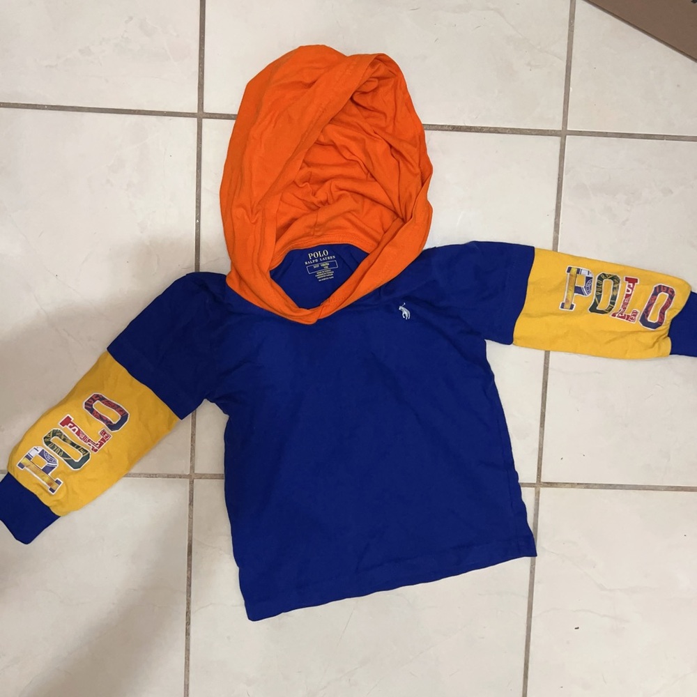 Polo by Ralph Lauren Blue and Orange Color-Block Hoodie